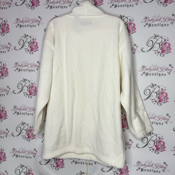 Weekend edition sweater long Cozy White Hooded Pullover heart embroidered - Picture 2 of 13